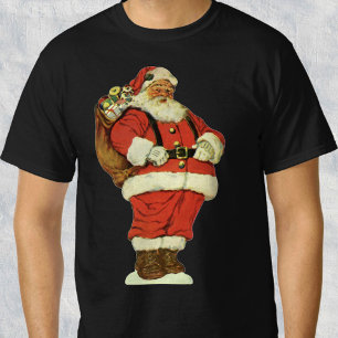 T-shirt Natal Antigo, Papai Noel Vitoriano com Brinquedos