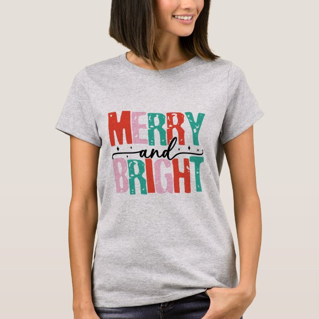 T-Shirt Natal Brilhante e feliz (Frente)