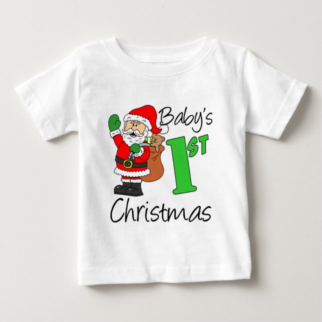 T-shirt Natal de 1rua do bebê (Frente)
