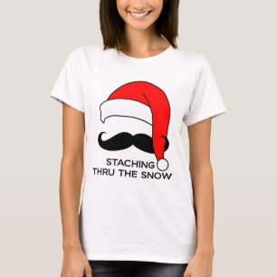 T-shirt Natal do bigode - Staching através da neve