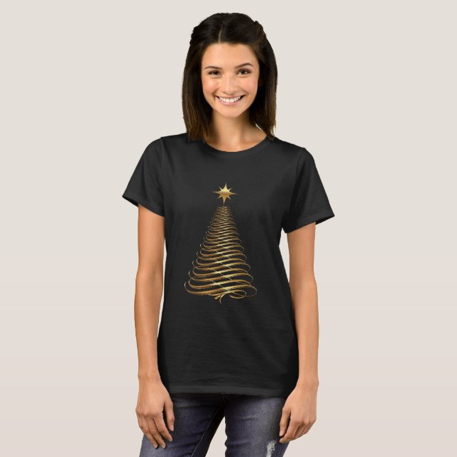 T-shirt Natal dourado (Frente Completa)