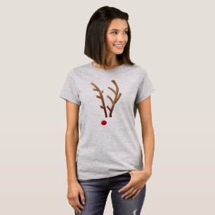 T-shirt Natal engraçado da rena com o nariz vermelho