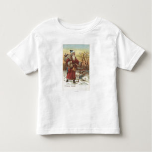 T-shirt Natal GreetingSanta com vara de passeio