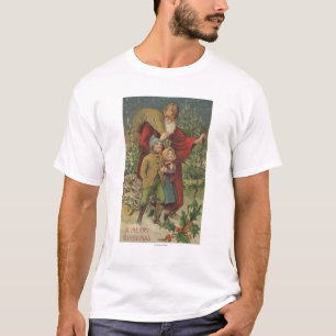 T-shirt Natal GreetingSanta que anda com miúdos