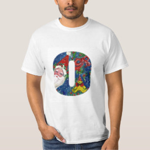 T-SHIRT NATAL O LETTER / SANTA CLAUS COM BORRACHA VERMELHA