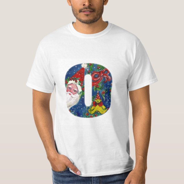 T-SHIRT NATAL O LETTER / SANTA CLAUS COM BORRACHA VERMELHA (Frente)