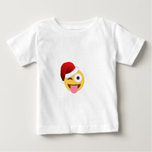 T-shirt natal santa claus winking emoji
