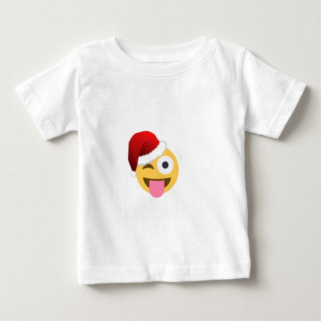 T-shirt natal santa claus winking emoji (Frente)