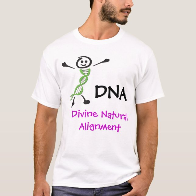 T-shirt natural divino do alinhamento do ADN Dan (Frente)