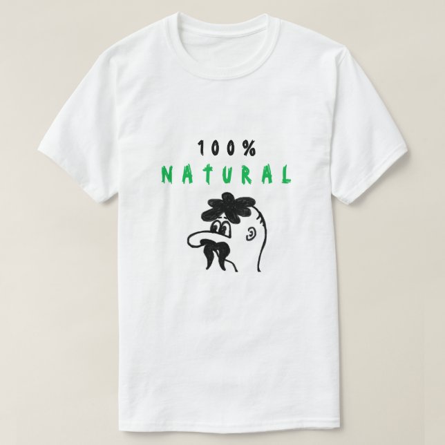 T-Shirt Natural Engraçado 100% - Texto Personaliza (Frente do Design)