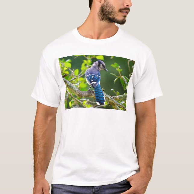 T-shirt Natureza Fotografia Shy Blue Jay Roupa presente (Frente)
