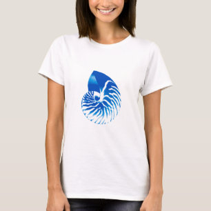 T-shirt Nautilus shell - azul de cobalto e branco