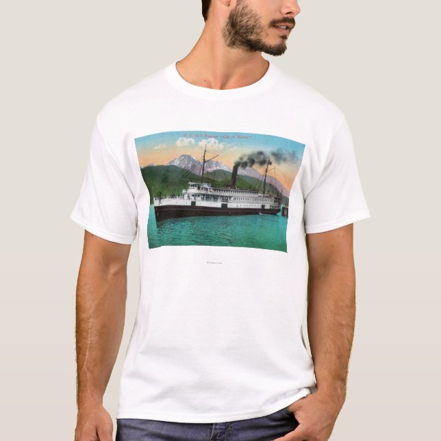 T-shirt Navio a vapor "cidade de P.C. Co de Seattle " (Frente)