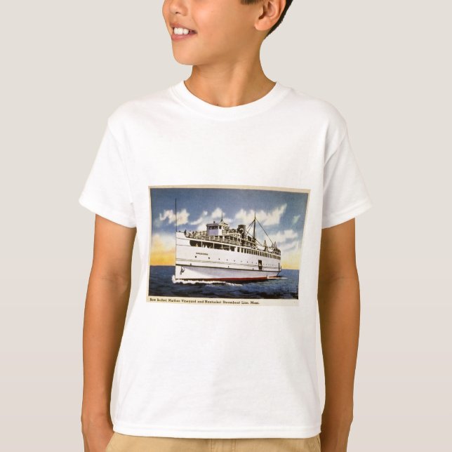 T-shirt Navio a vapor Naushon, Nantucket Steamboat Line, M (Frente)