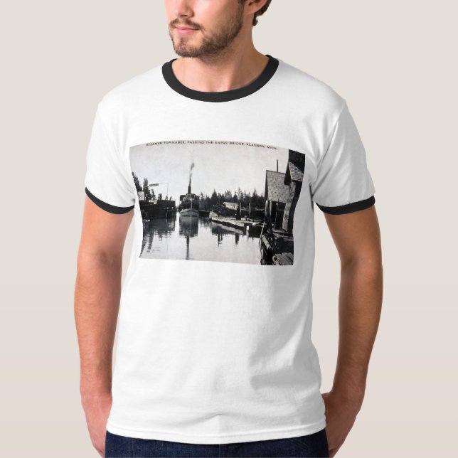 T-shirt Navio a vapor Topinabee, Alanson, Michigan (Frente)