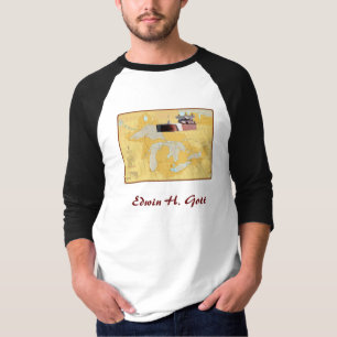 T-shirt Navio dos grandes lagos de Edwin H. Gott na carta