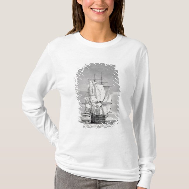 T-shirt Navio inglês da Linha--Batalha, século XVIII (Frente)