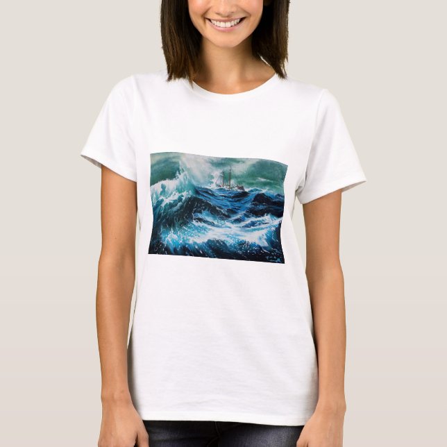 T-shirt Navio no mar em tempestade (Frente)