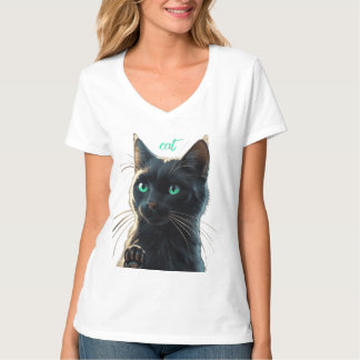 T-Shirt Negra de Gato Esmeralda