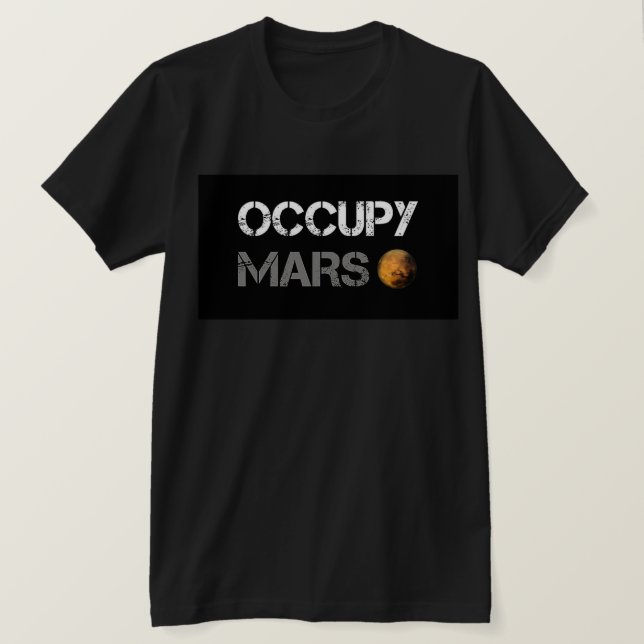 t-shirt negra do Occupy Mars (Frente do Design)