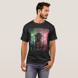 T-shirt negra dos homens do robô 1