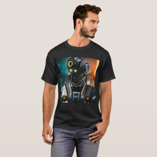 T-shirt negra dos robôs 3 homens