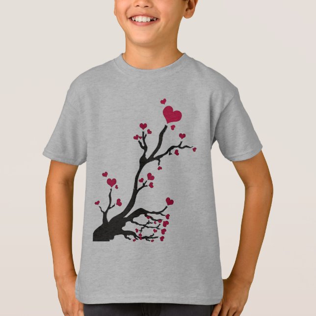 T-shirt negro da árvore cardíaca (Frente)