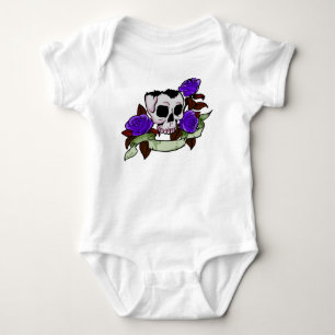 T-shirt Neném rosa de crânio e roxo