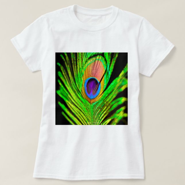 T-shirt Neon Colors Peacock Feather (Frente do Design)