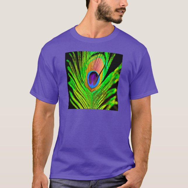 T-shirt Neon Colors Peacock Feather (Frente)