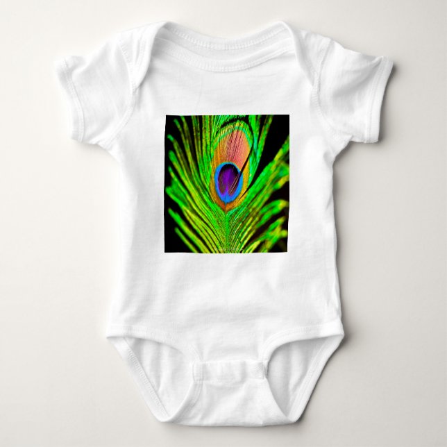 T-shirt Neon Colors Peacock Feather (Frente)