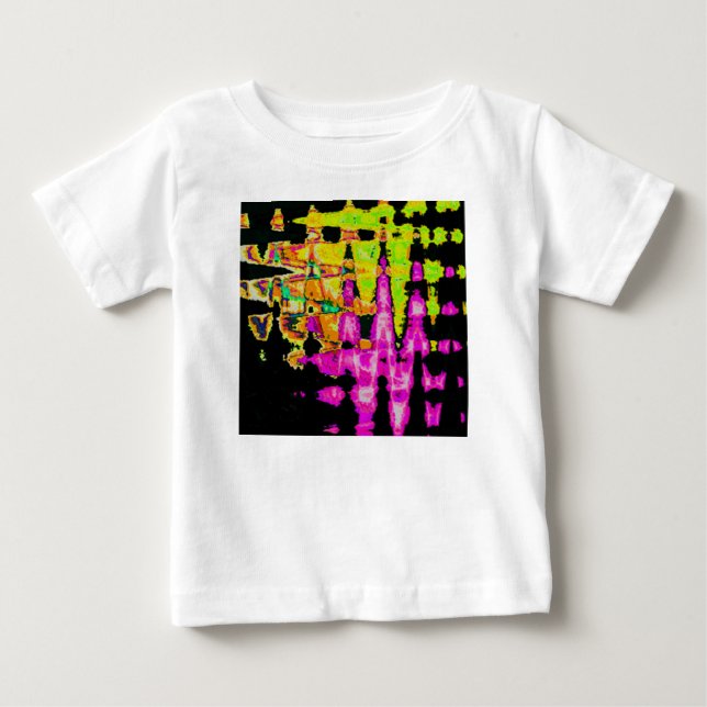 T-shirt Neon Glitch Abstrato Art Impressão (Frente)