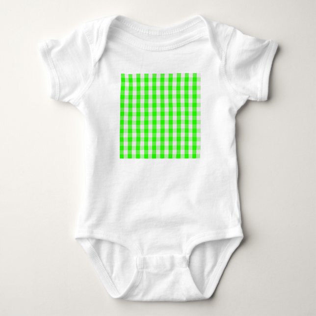 T-shirt Neon Green Gingham Patterno de Shirley Taylor (Frente)