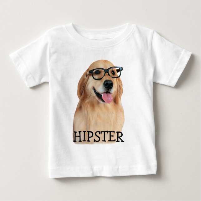 T-shirt Nerd do hipster do golden retriever (Frente)
