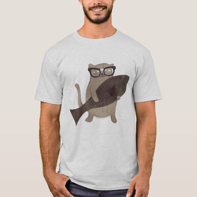 T-shirt Nerdy bonito do gato (Frente)