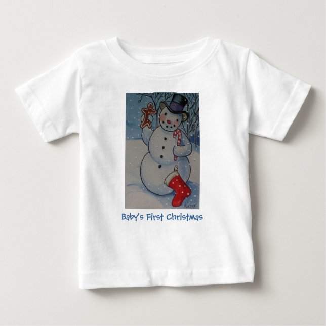 T-shirt Neve do Primeiro Natal do Bebê (Frente)
