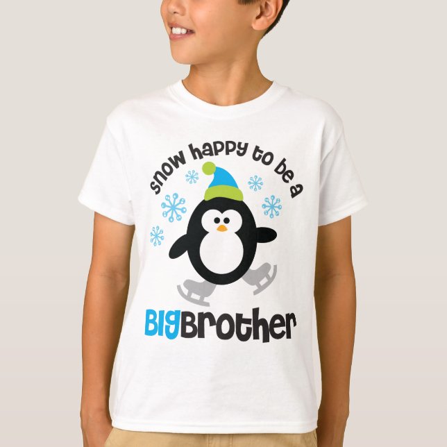 T-shirt Neve feliz ser um big brother (Frente)