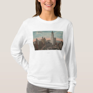 T-shirt New York, NY - construção de Woolworth e câmara
