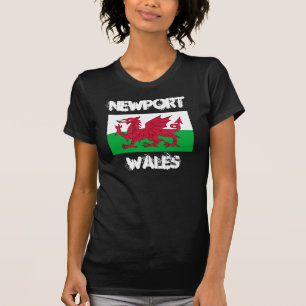 T-shirt Newport, Wales, com bandeira galesa