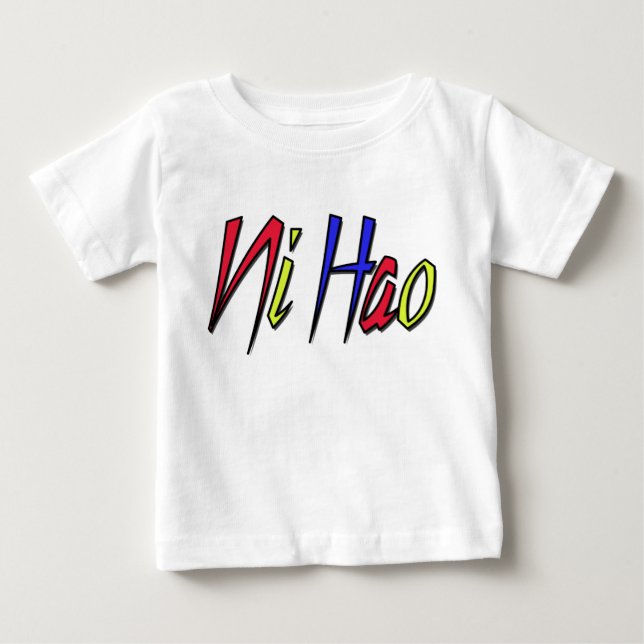 T-shirt Ni Hao - chinês para olá! (Frente)