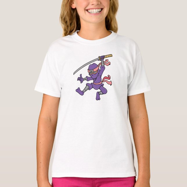 T-shirt Ninja de salto roxo customizável (Frente)