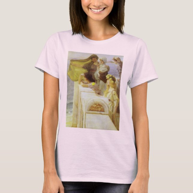 T-shirt No Berço de Afrodite, por Sir Lawrence Alma Tadema (Frente)