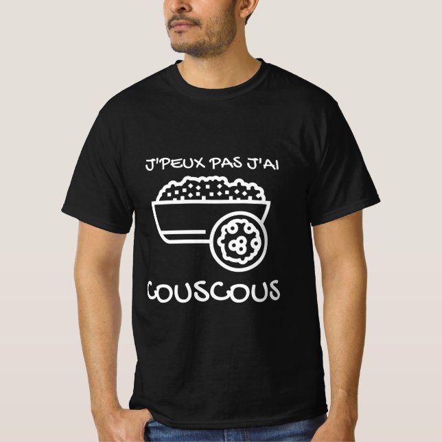 T-shirt noir "J'peux pas j'ai Couscous" (Frente)