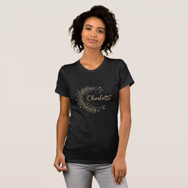T-shirt Noir Personnalisé Charlotte (Frente Completa)