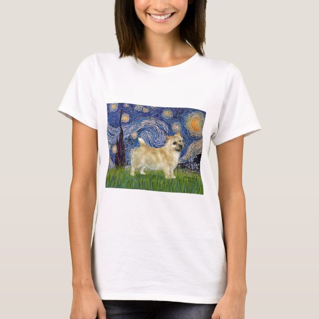 T-shirt Noite Estrelada - Norwich Terrier (Frente)