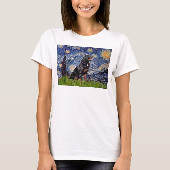 T-shirt Noite Estrelada - Rottweiler (#6) (Frente)