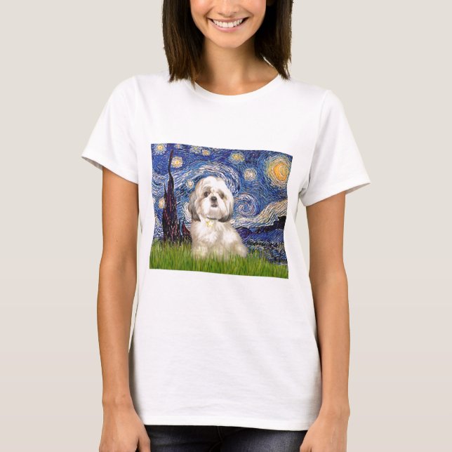T-shirt Noite Estrelada - Shih Tzu (Y) (Frente)