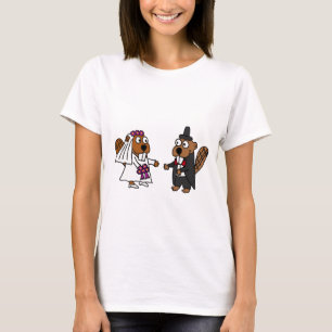 T-shirt Noiva de castor engraçado e casamento de noivos