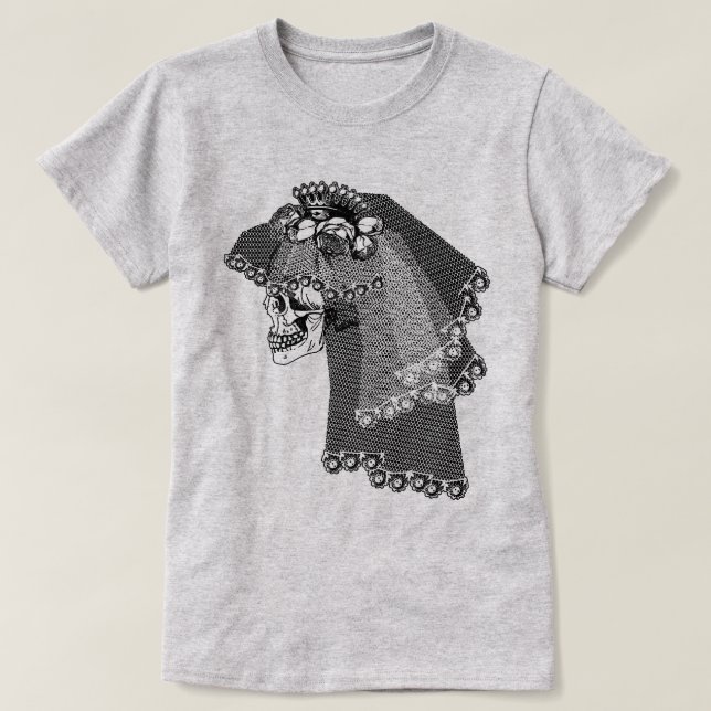 T-Shirt Noiva do crânio (Frente do Design)