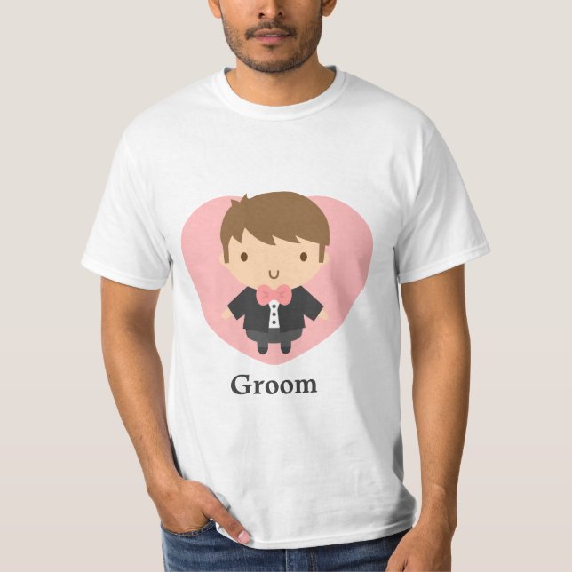 T-shirt Noivo de casamento fofo em smoking (Frente)